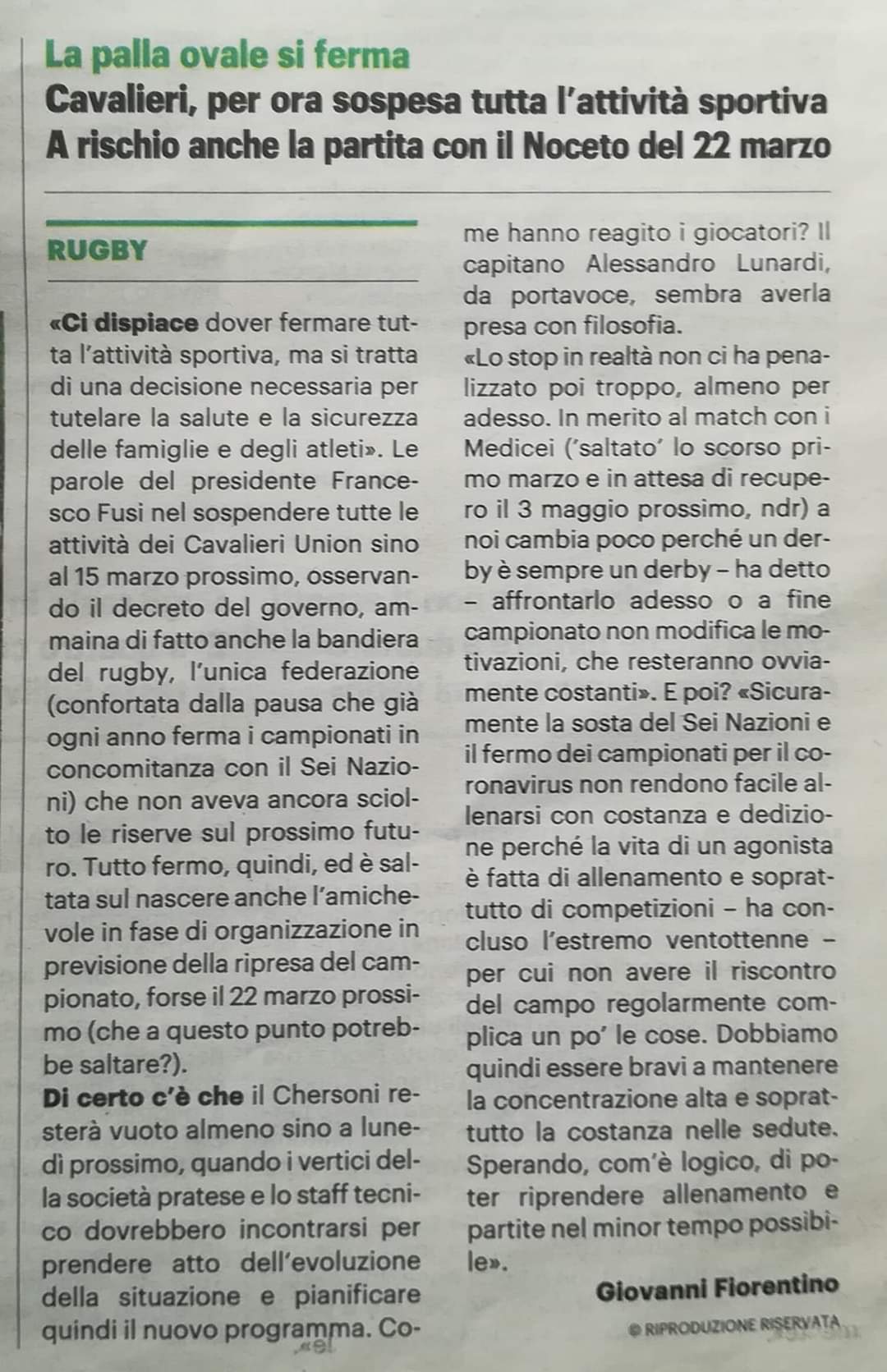 La Nazione 6.3.2020 Image