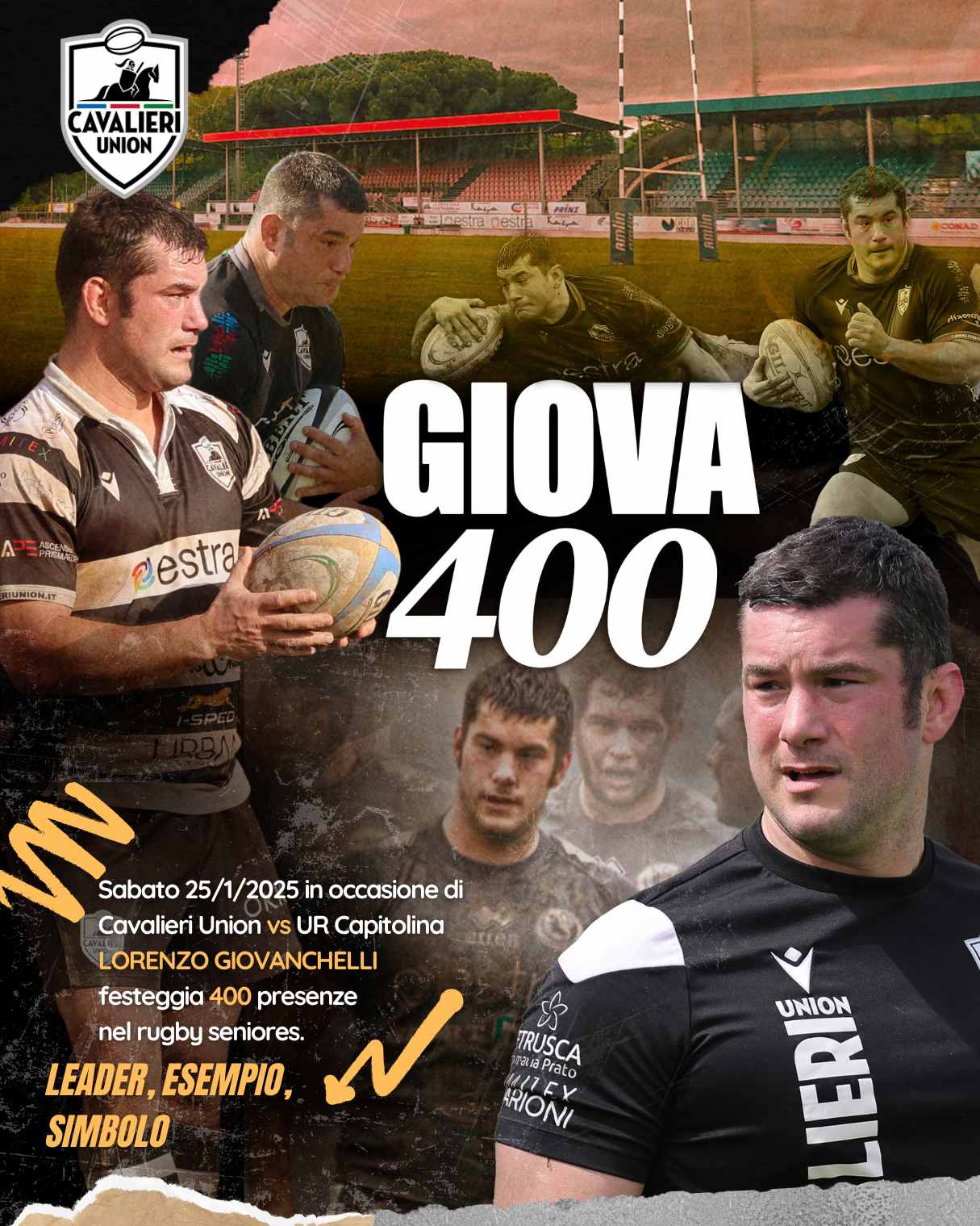 Infinito Lorenzo Giovanchelli: è festa per le 400 presenze nel rugby seniores